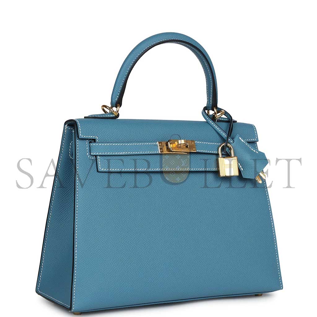 HERMÈS MASTER KELLY SELLIER 25 BLUE JEAN EPSOM GOLD HARDWARE (25*17*7cm) 